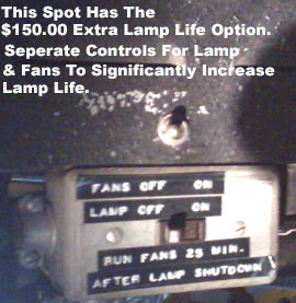 Seperate Lamp & Fans Controls allows for Pre Cool & Post Cooldown of lamp to increase lamp life.