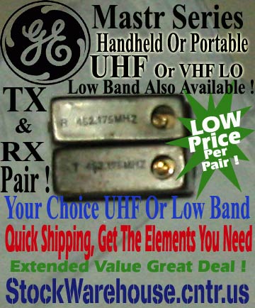 GE Mastr Series PE or PY Portable UHF Or VHF Low Band Frequncy Crystal Elements, Priced Really LOW!!!!